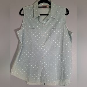 Chico's sleeveless polka dot denim top.Size 2/ L.